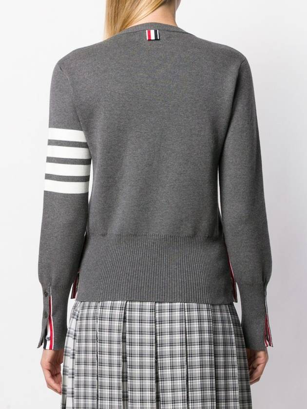 Milano Stitch Crewneck 4-Bar Cotton Crepe Knit Top Grey - THOM BROWNE - BALAAN 5