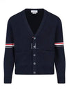 Milano Stitch Sprite Armband Cotton V-neck Cardigan Navy - THOM BROWNE - BALAAN 2