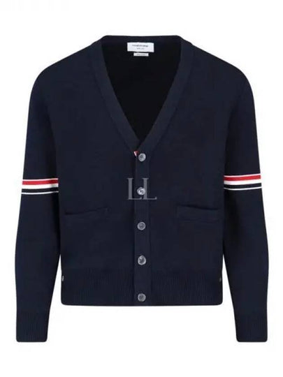 Milano Stitch Sprite Armband Cotton V-neck Cardigan Navy - THOM BROWNE - BALAAN 2