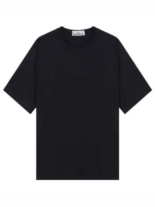 Micro Embroidered Logo Cotton Jersey Short Sleeve T-Shirt Black - STONE ISLAND - BALAAN 2