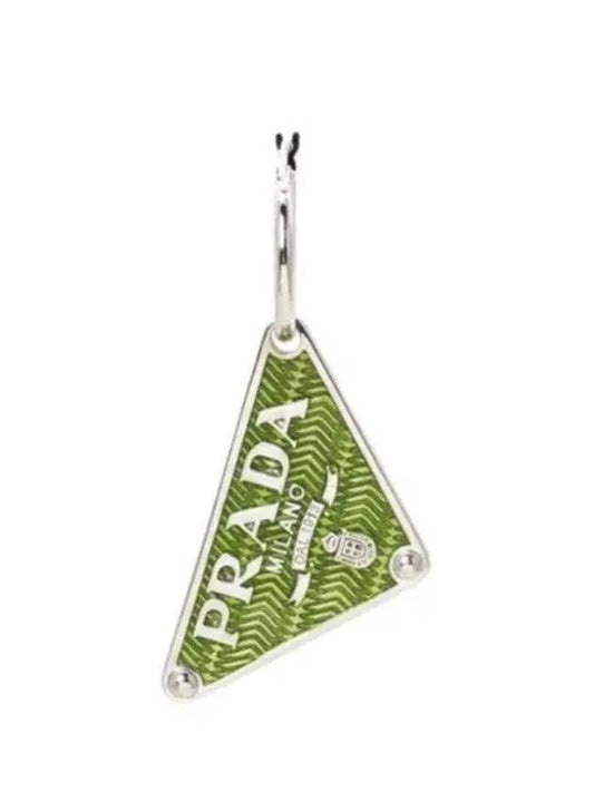 Women's Triangle Logo Earrings Green - PRADA - BALAAN 2