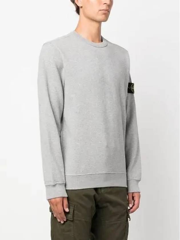 Brushed Cotton Fleece Garment Dyed Crewneck Sweatshirt Melange Grey - STONE ISLAND - BALAAN 4