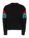 Floral Motif Brushed Effect Knit Top Black Red - MARNI - BALAAN 3