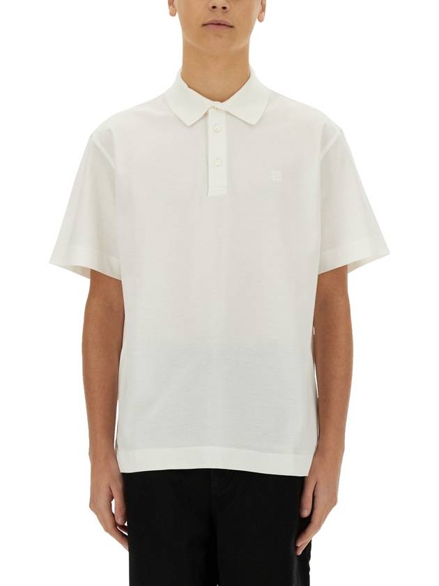 Embroidered Logo Cotton Polo Shirt White - GIVENCHY - BALAAN 2