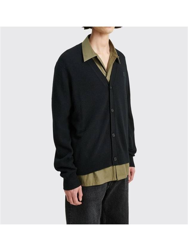 Keve Face Wool V-neck Cardigan Black - ACNE STUDIOS - BALAAN 7