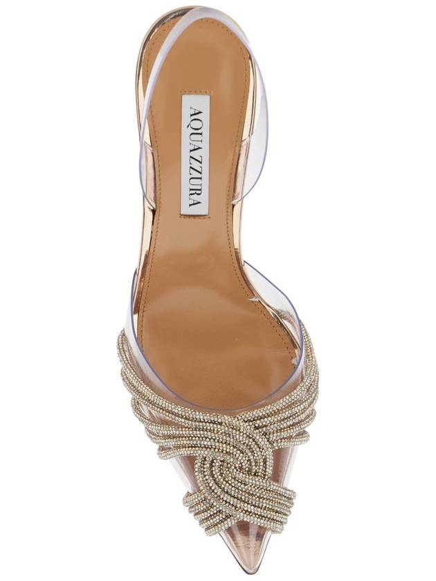 'Gatsby' Silver Crystal Embellishment Pumps With Sheer Slingback Strap In Pvc Woman Aquazzurra - AQUAZZURA - BALAAN 4