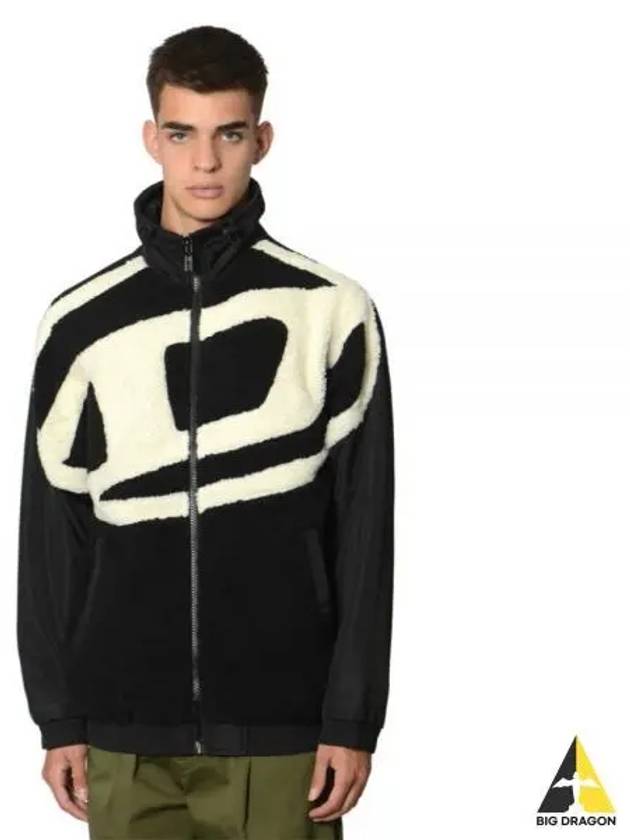 S Ovady Logo Teddy Fleece Track Jacket Black - DIESEL - BALAAN 2