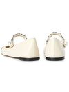 Metal Chain Pearl Leather Ballerinas Ivory Black - MIU MIU - BALAAN 7