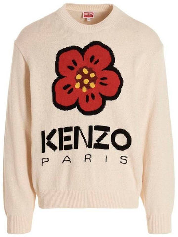 Boke Flower Cotton Knit Top Beige - KENZO - BALAAN 1