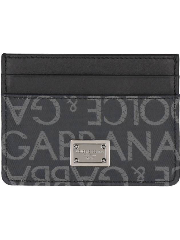 Logo Jacquard Leather Card Wallet Black - DOLCE&GABBANA - BALAAN 3