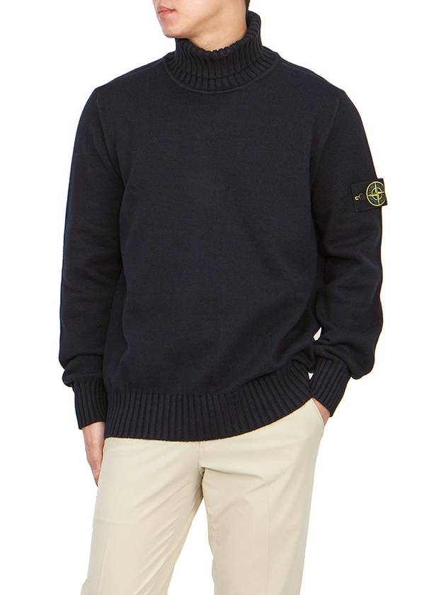 Wappen Patch Loose Fit Cotton Turtleneck Navy - STONE ISLAND - BALAAN 6