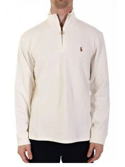 Embroidered Pony Logo Half Zip Up Knit Top White - POLO RALPH LAUREN - BALAAN 2