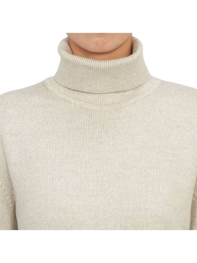 Women's Jersey Stitch Wool Turtleneck Beige - THOM BROWNE - BALAAN 6