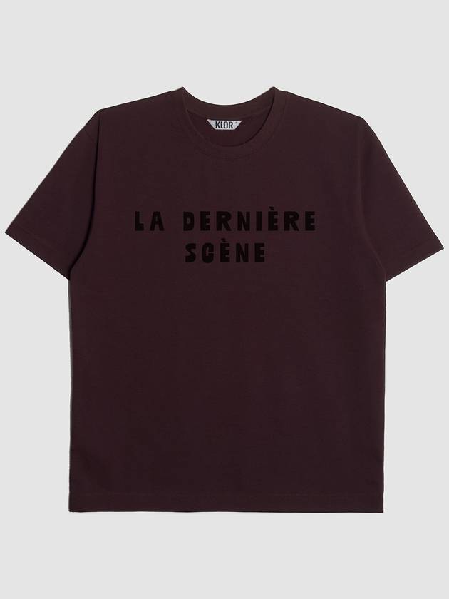 L.D.S Lettering Short Sleeve T-Shirt Burgundy - KLOR - BALAAN 1