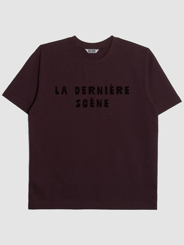 L.D.S Lettering Short Sleeve T-Shirt Burgundy - KLOR - BALAAN 1