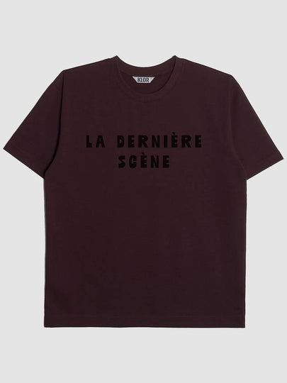 L.D.S Lettering Short Sleeve T-Shirt Burgundy - KLOR - BALAAN 2