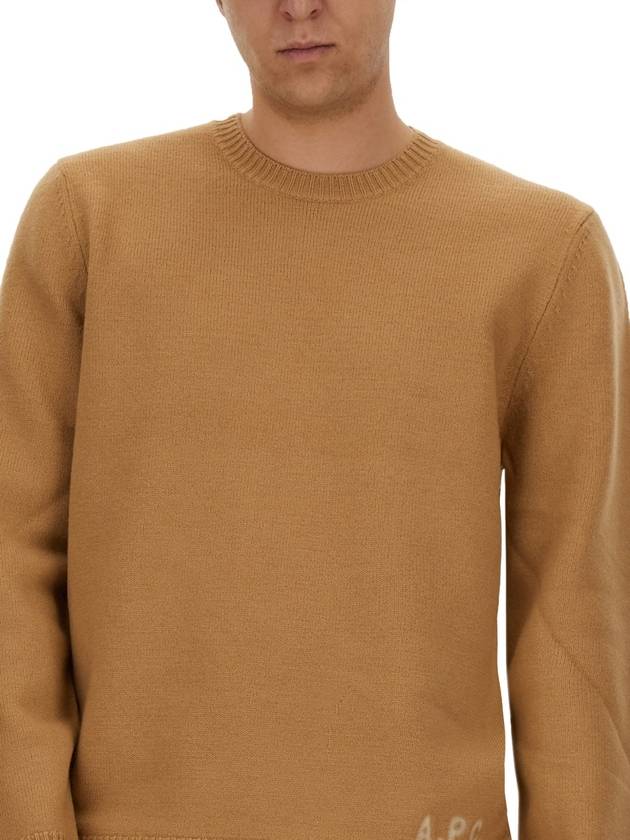 Edward Embroidered Logo Knit Top Camel - A.P.C. - BALAAN 5