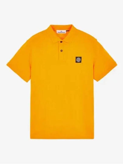 Men's Logo Patch Cotton Polo Shirt Orange - STONE ISLAND - BALAAN 2