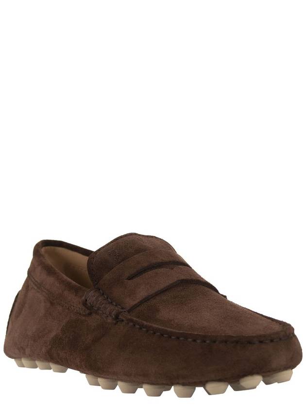 Gommino Bubble Suede Driving Shoes Brown - TOD'S - BALAAN 3