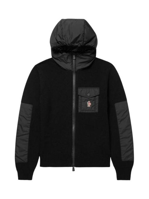 Granoble Logo Applique Shell Trim Wool Blend Zip Up Hood Black G2 097 9B00012 A9462 999 - MONCLER - BALAAN 1