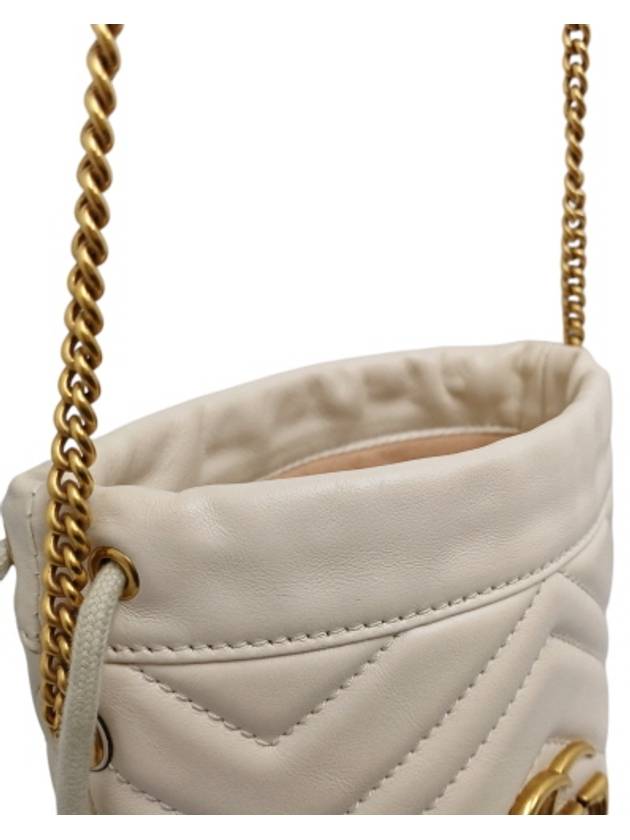 575163 White leather GG Marmont mini bucket cross bag - GUCCI - BALAAN 8