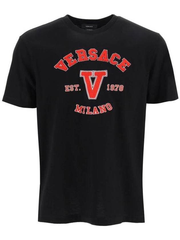 Men's Varsity Logo Short Sleeve T-Shirt Black - VERSACE - BALAAN 2