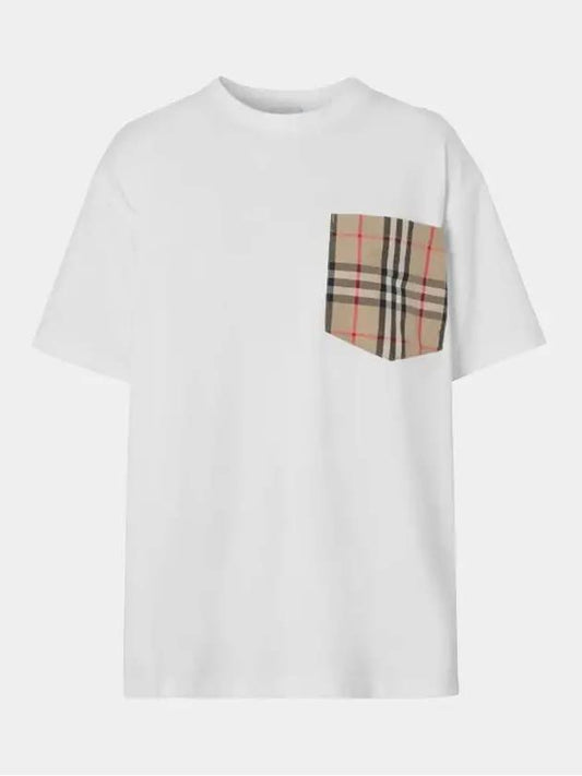 Check Pocket Crew Neck Cotton Short Sleeve T-Shirt White - BURBERRY - BALAAN 2