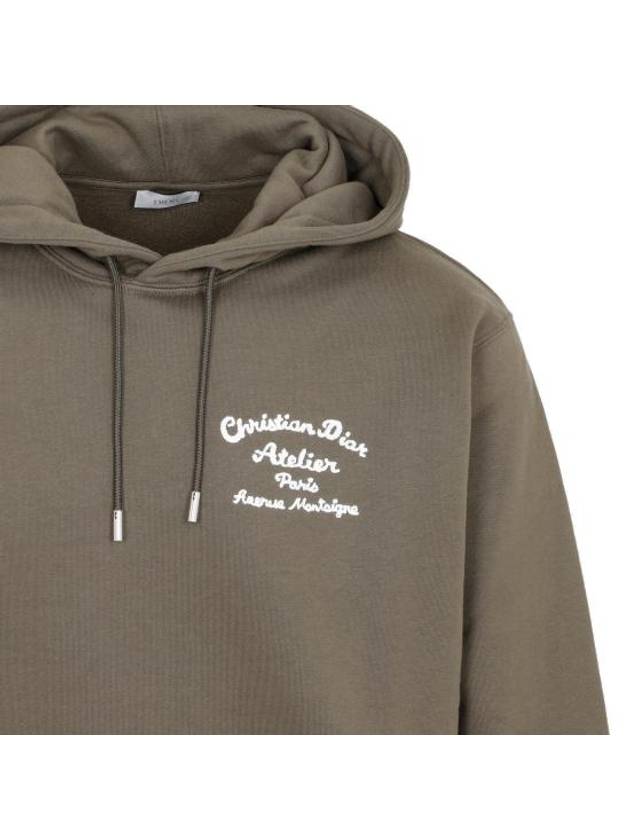 Atelier Logo Cotton Fleece Hoodie Khaki - DIOR - BALAAN 4