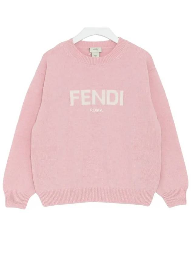 Kids Logo Knit Top Rose - FENDI - BALAAN 4