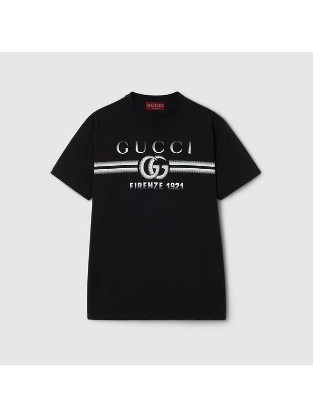 Cotton Print Short Sleeve T-Shirt Black - GUCCI - BALAAN 2