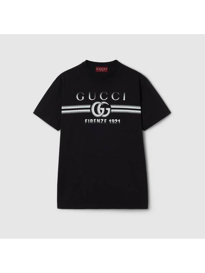 Cotton Print Short Sleeve T-Shirt Black - GUCCI - BALAAN 2