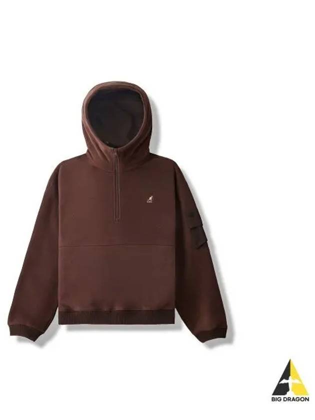 Microfleece Half Zip Hoodie 5151 Brown - KANGOL - BALAAN 1