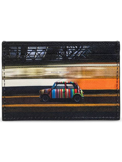 Commuter Mini Print Card Wallet Black - PAUL SMITH - BALAAN 2