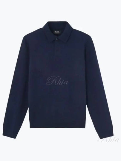 Men's Jerry Wool Long Sleeve Polo Shirt Navy - A.P.C. - BALAAN 2