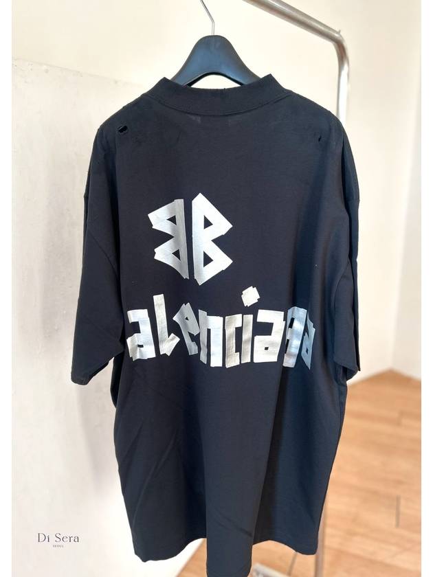 Tape Type Short Sleeve T-Shirt Black - BALENCIAGA - BALAAN 5