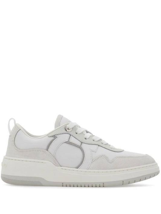 Gancini Leather Low Top Sneakers White - SALVATORE FERRAGAMO - BALAAN 1