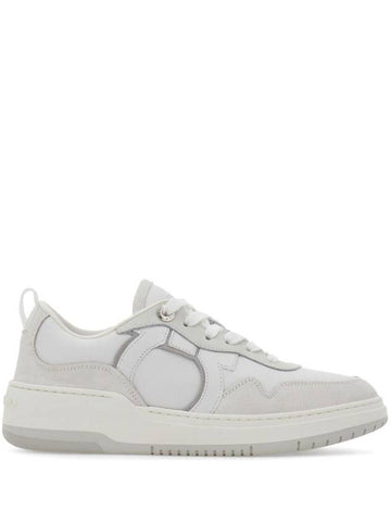 Gancini Leather Low Top Sneakers White - SALVATORE FERRAGAMO - BALAAN 1