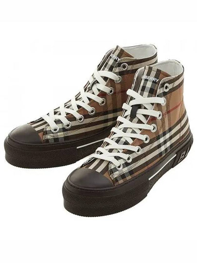 Vintage Check Stripe Logo High Top Sneakers Brown - BURBERRY - BALAAN 2