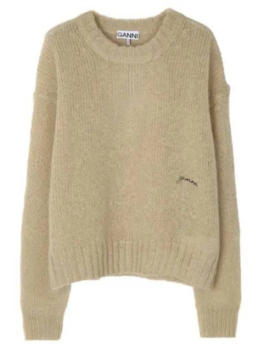 Logo embroidered mohair knit sweater women - GANNI - BALAAN 1