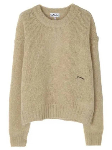 Logo embroidered mohair knit sweater women - GANNI - BALAAN 1