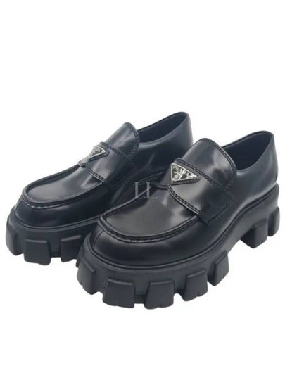 Monolith Brushed Leather Loafers Black - PRADA - BALAAN 2