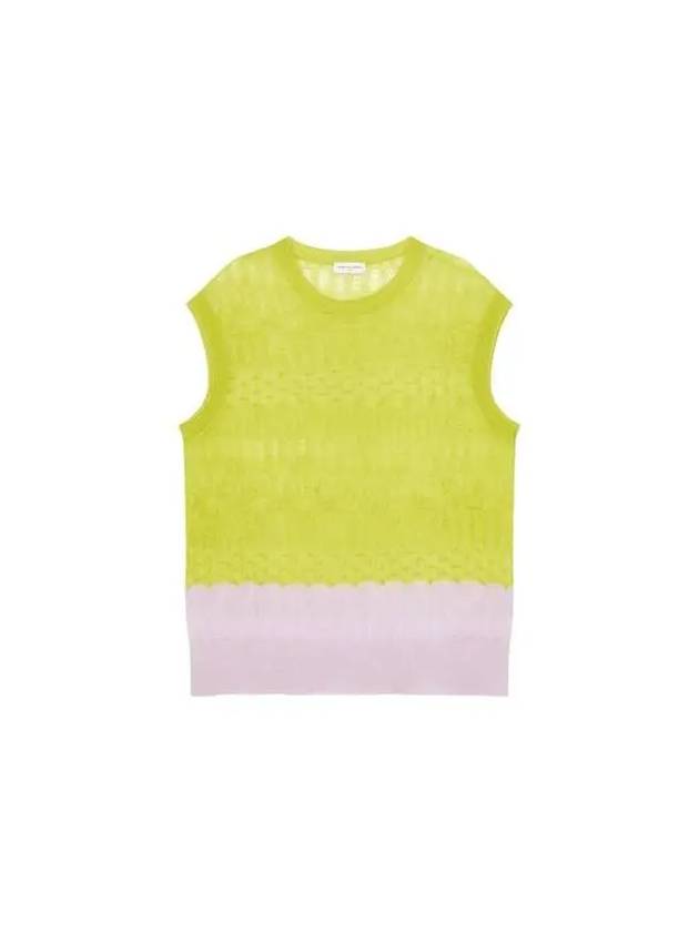 Women s Color Block Crew Neck Vest Dark Yellow Green - DRIES VAN NOTEN - BALAAN 1