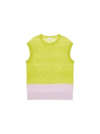 Women s Color Block Crew Neck Vest Dark Yellow Green - DRIES VAN NOTEN - BALAAN 1