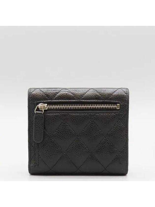 AP0231 Black Caviar Skin Silver COCO Logo Classic Small Flap Wallet - CHANEL - BALAAN 3