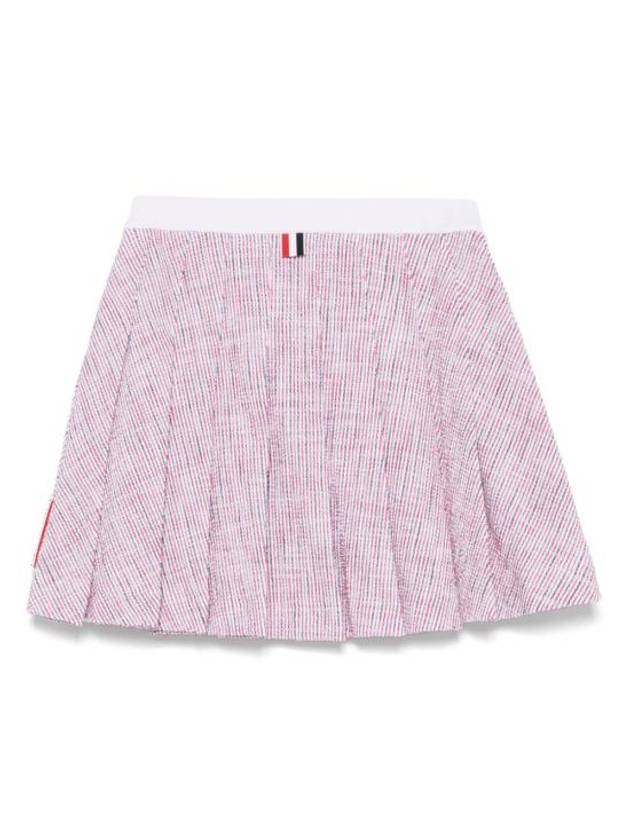 Mini Backdrop Cotton Tweed Pleated Skirt Pink - THOM BROWNE - BALAAN 3