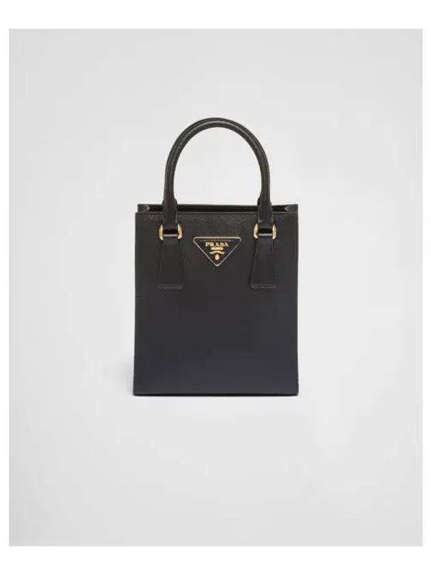 Triangular Logo Saffiano Leather Tote Bag Black - PRADA - BALAAN 2