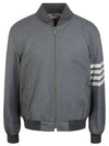 Diagonal Striped Knit Rib Blouson Bomber Jacket Grey - THOM BROWNE - BALAAN 2