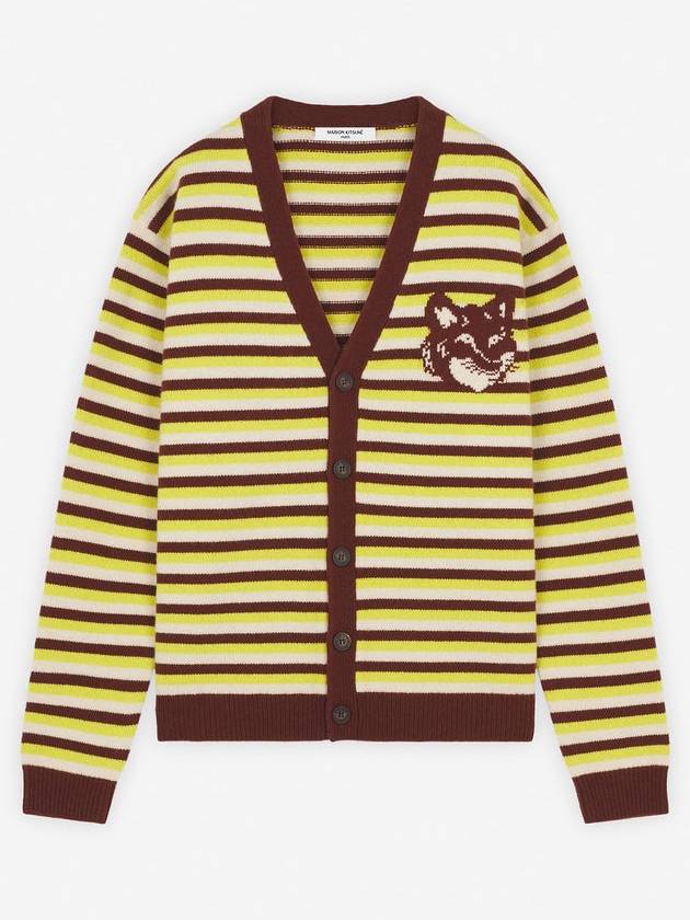 Fox head intarsia striped comfort cardigan - MAISON KITSUNE - BALAAN 1