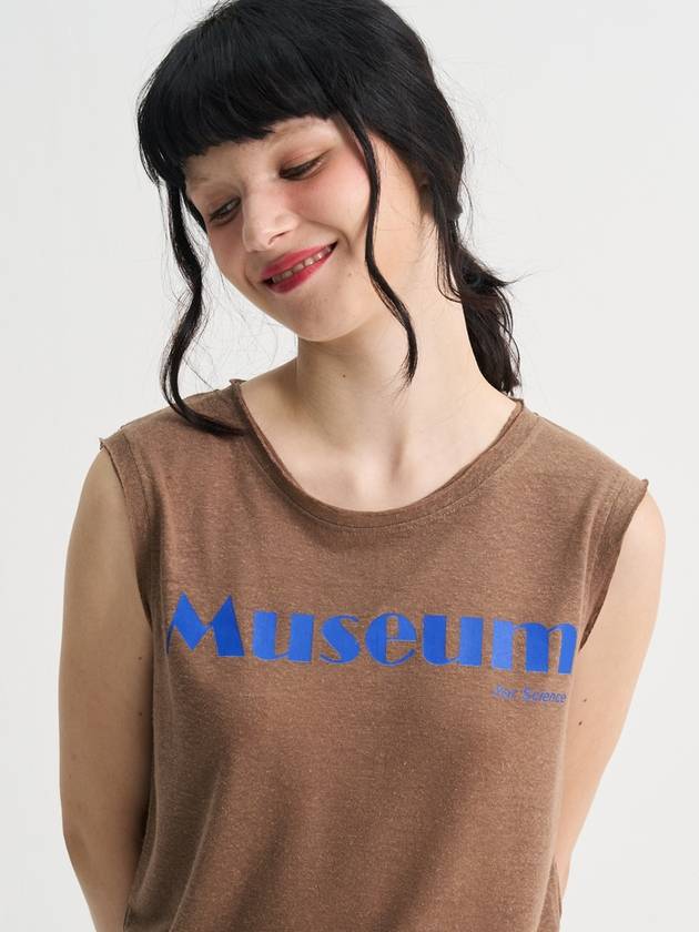 Museum Linen Sleeveless T shirt Brown - SORRY TOO MUCH LOVE - BALAAN 2