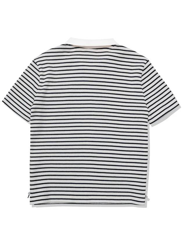 Striped shirring pocket collar t-shirt women NAVY - 20THHOLE - BALAAN 3